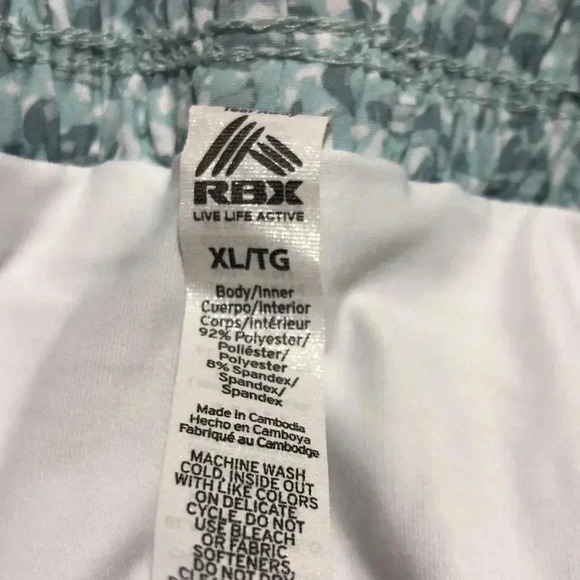 RBX Moisture wicking,elastic waist,4 way stretch,lined w/under shorts,pattern - Picture 8 of 10